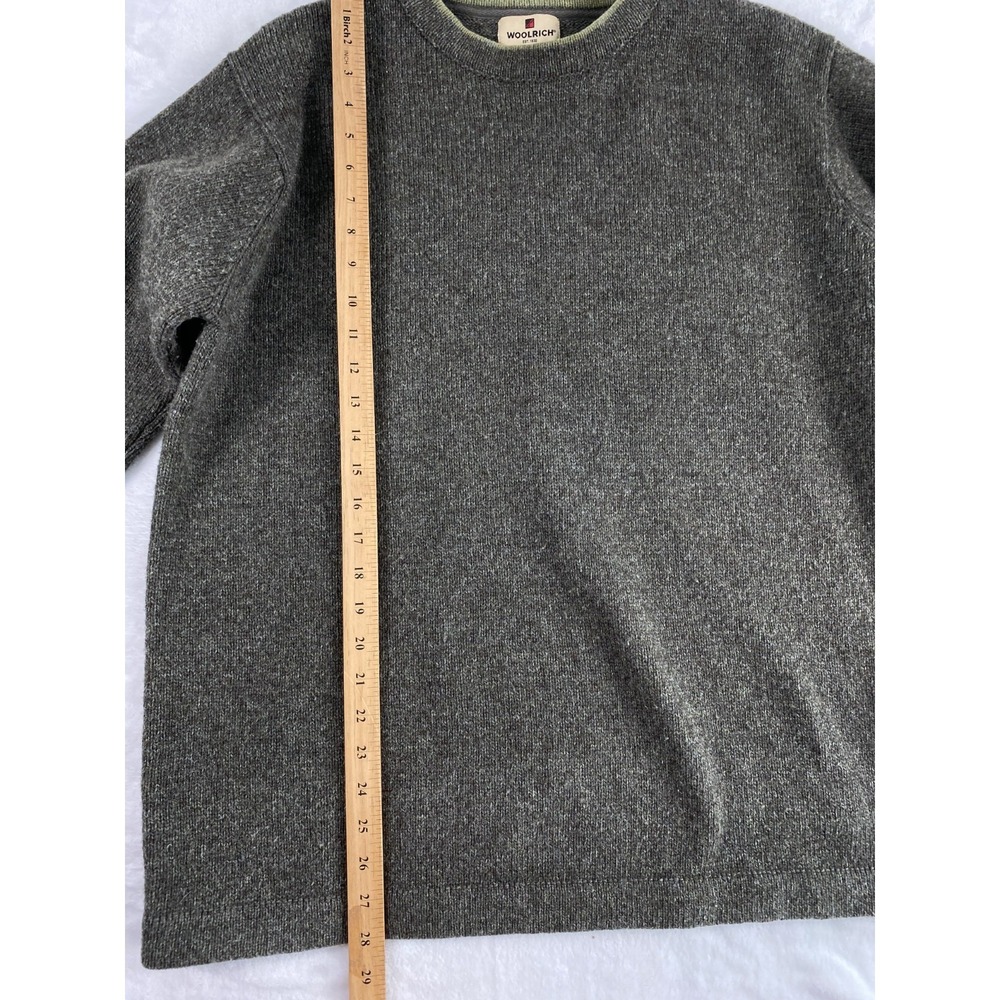 Woolrich Knit Sweater Men's Sz L Military Green Wool Blend Rustic Winter Cabin - Picture 2 of 11